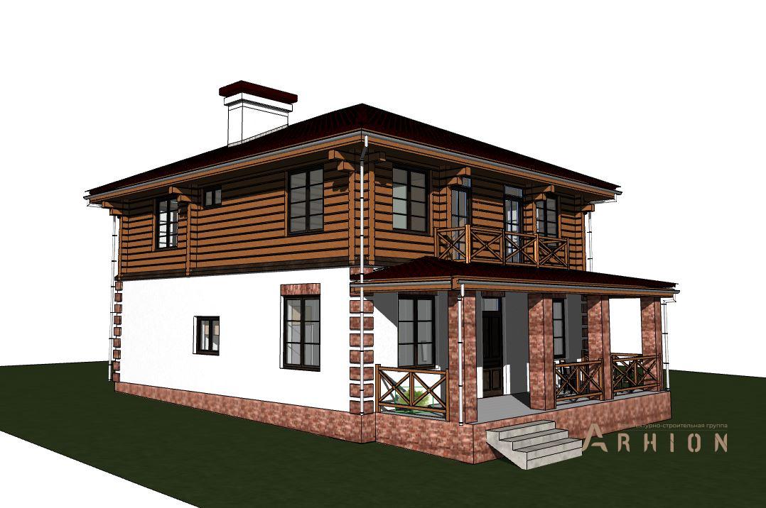 4. Проект двухэтажного дома в современном стиле с четырехскатной, hm-1247, площадью - 151 кв c терассой